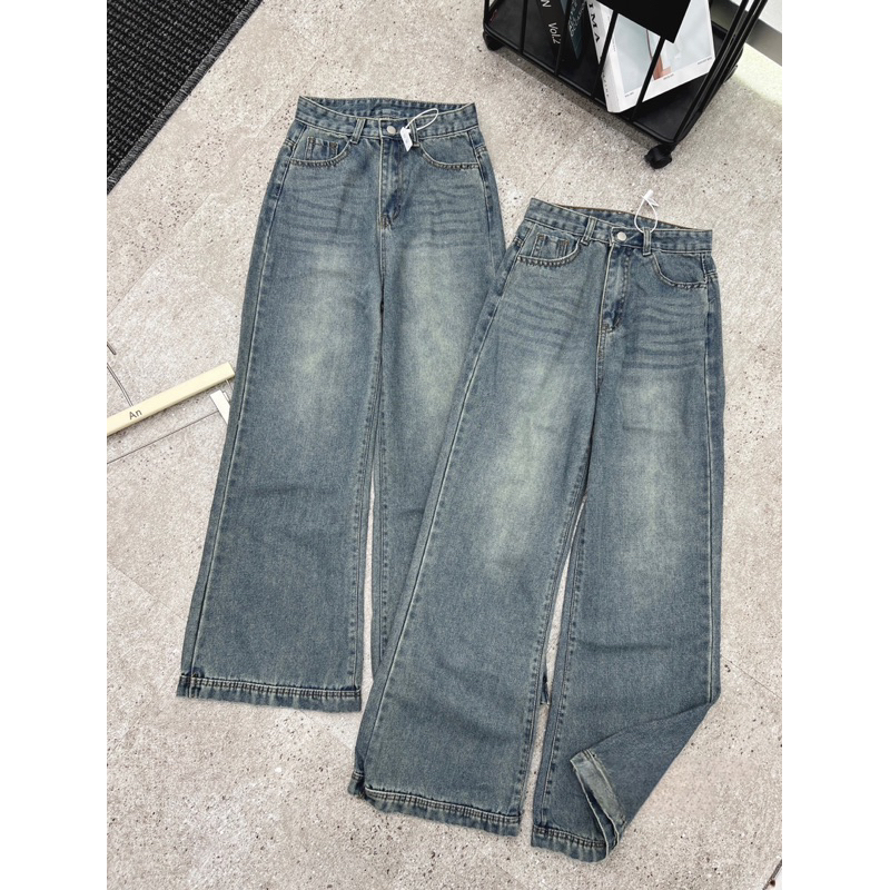 Quần jeans suông gập gấu (ảnh thật/ có sẵn)