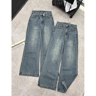 Quần jeans suông gập gấu