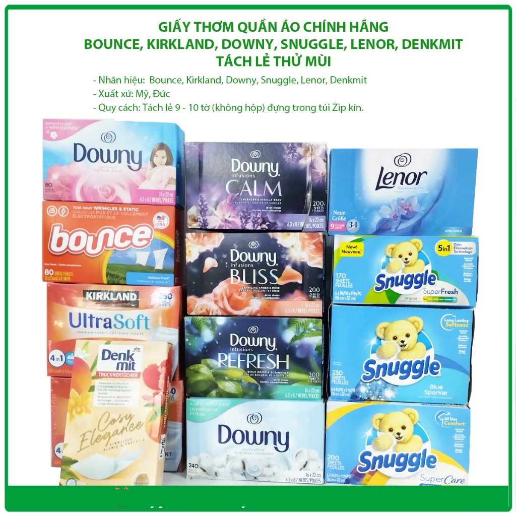 Giấy Thơm Quần Áo Bounce, Downy, Tách Lẻ Thử Mùi