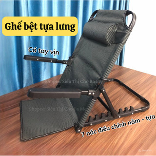 Ghế bệt tựa lưng CÓ TAY VỊN gấp gọn, ghế xếp thư giãn trên giường sàn nhà cho người cao tuổi già yếu