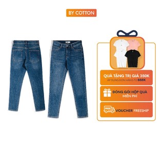 Quần jeans dài nam cao cấp màu xanh đậm dark blue basic jeans by cotton
