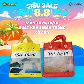 Màn tuyn 10/10 màu trắng có cửa chính hãng dệt may 10/10
