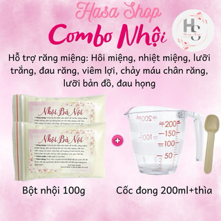 🌿Combo 1 bột nhội kèm cốc đong 200ml + thìa hôi miệng, nhiệt miệng, lưỡi trắng
