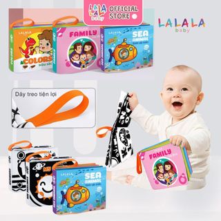 Sách vải cho bé song ngữ đa giác quan Lalala Baby 12x12cm, 8 trang