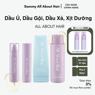 Combo 4 sản phẩm oil-gội-xả-xịt hỗ trợ tóc mọc, nhanh dài, nuôi dưỡng all about hair