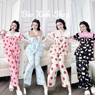 Đồ Bộ Bigsize Pyjama Béo Xinh Tay Ngăn Quần Dài Cao Cấp Kiểu Dáng Đẹp Vải Lụa Mango Mặc Cực Thích