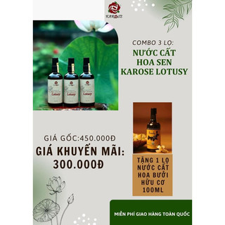 Combo 3 chai nước cất hoa sen( dưỡng da thơm mát , cấp ẩm cân bằng