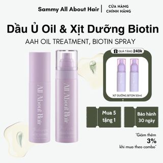 Combo dầu ủ + xịt dưỡng biotin - tóc mọc & tóc mềm, hỗ trợ giảm rụng all about hair