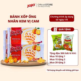 Combo Bánh Xốp Ống JOJO Nhân Kem Vị Cam 115G (Tặng Đậu 30G)
