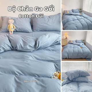 Bộ Chăn Ga Gối Cotton Đũi - Xanh Da Trời