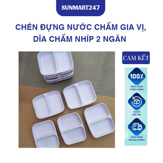 Chén đựng nước chấm gia vị, dĩa chấm nhíp 2 ngăn sunmart24h