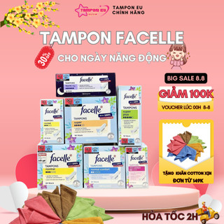 Băng vệ sinh Tampon Facelle đầy đủ size hàng nhập khẩu Đức - cho ngày dài năng động, thoải mái, thoáng mát