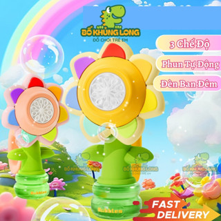 Máy Bắn Bong Bóng BỐ KHỦNG LONG Hoa Hướng Dương 7 Màu Cầm Tay Tự Động 3 Chế Độ Súng Bắn Bong Bóng Cho Bé