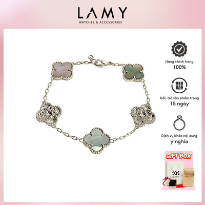 Vòng tay nam nữ LAMY Flower Clover Stone Bracelet Silver 2267