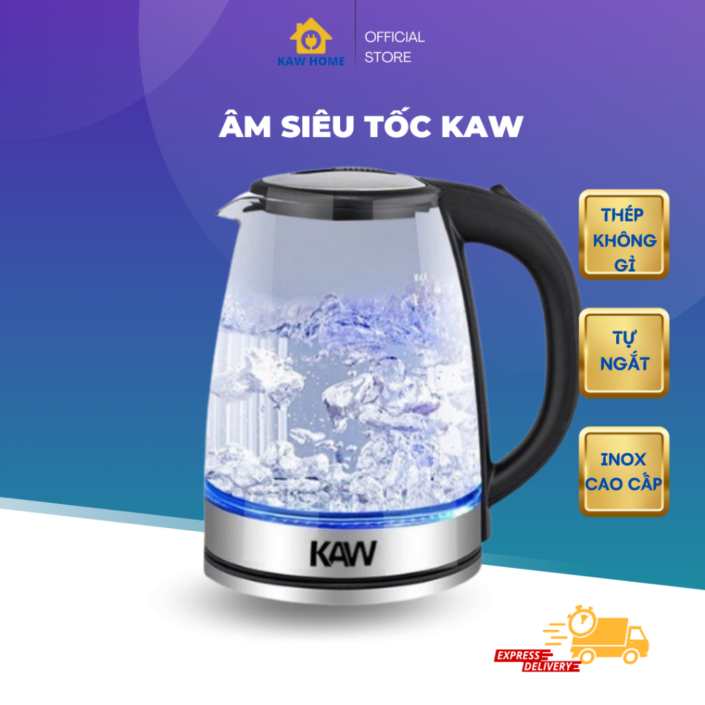 Ấm Siêu Tốc Thủy Tinh 1,8L Chịu Nhiệt Và Chịu Va Đập Cao, Không Chứa Thành Phần Độc Hại