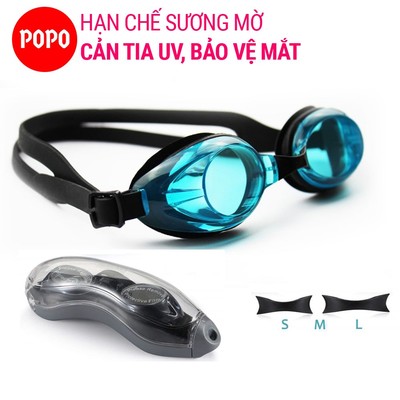 Kính bơi người lớn nam nữ POPO 1153 mắt trong cản tia UV hạn chế sương mờ