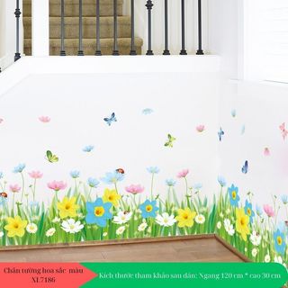 Decal dán tường chân tường chân tường hoa sắc màu