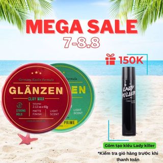 Sáp vuốt tóc nam Glanzen 30Shine phân phối chính hãng 60g tạo kiểu cực chất không bóng giữ nếp 24h