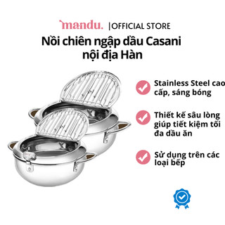 Nồi chiên ngập dầu Casani bản nội địa Hàn, có nhiệt kế và khay ráo mỡ, inox cao cấp dùng được bếp từ