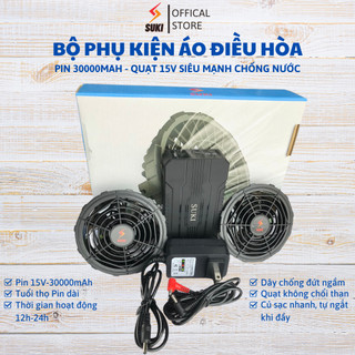Pin Quạt Điều Hòa Lắp Áo Điều Hòa Nhật Bản, Phụ Kiện Pin 30000mah, Quạt 15V Chống Nước Siêu Mạnh [ BH 12 Tháng ]
