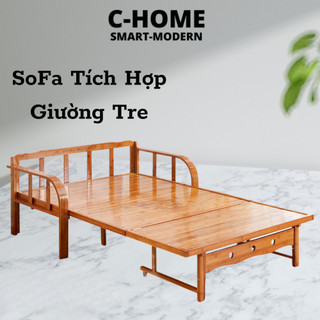 Tặng nệm-gối) giường sofa gấp gọn cao cấp c-home,giường ngủ tích hợp ghế sofa giường chất liệu tre tự nhiên,kt120-150cm