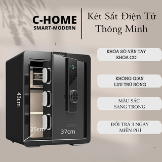 Két Sắt Điện Tử  C-HOME khóa Vân Tay-Khóa số Chống Cháy,tủ két sắt Thông Minh an toàn bảo mật cao cho gia đình văn phòng