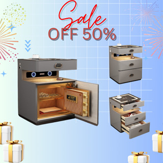 (CAO CẤP) Tủ đầu giường kèm két sắt thông minh cao cấp công nghệ 4.0 sạc không dây kép,loa bluetooth,USB,đèn led