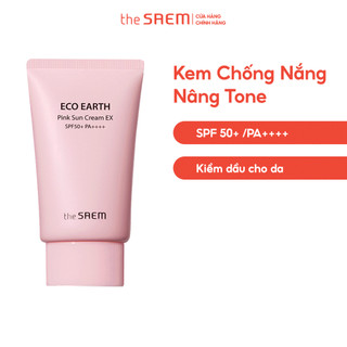 Kem Chống Nắng Kiềm Dầu, Dịu Nhẹ, Nâng Tone Tự Nhiên the SAEM Eco Earth Pink Sun Cream EX 50g