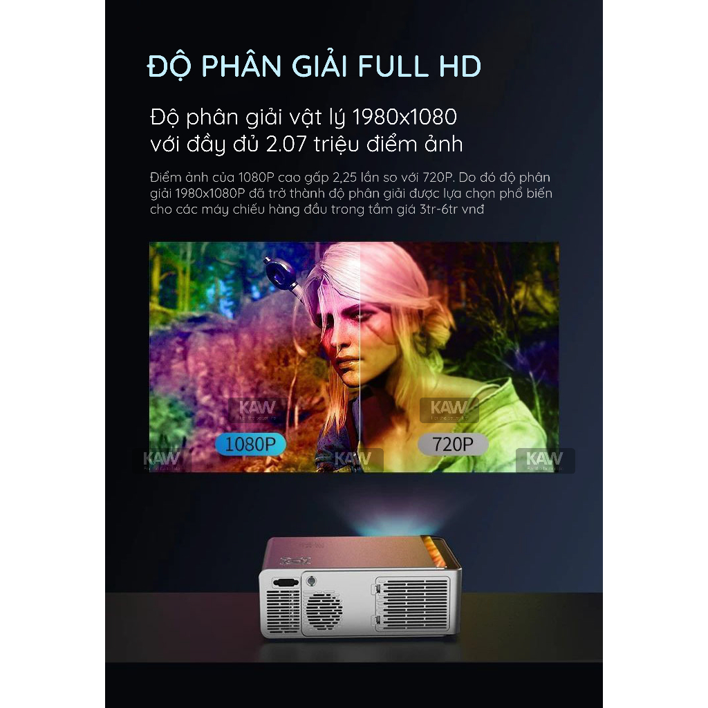 Máy Chiếu KAW K850 - Chiếu Gia Đình, Độ Sáng Cao, Hỗ Trợ Video 4K, Full HD, Bảo Hành Chính Hãng | BigBuy360 - bigbuy360.vn