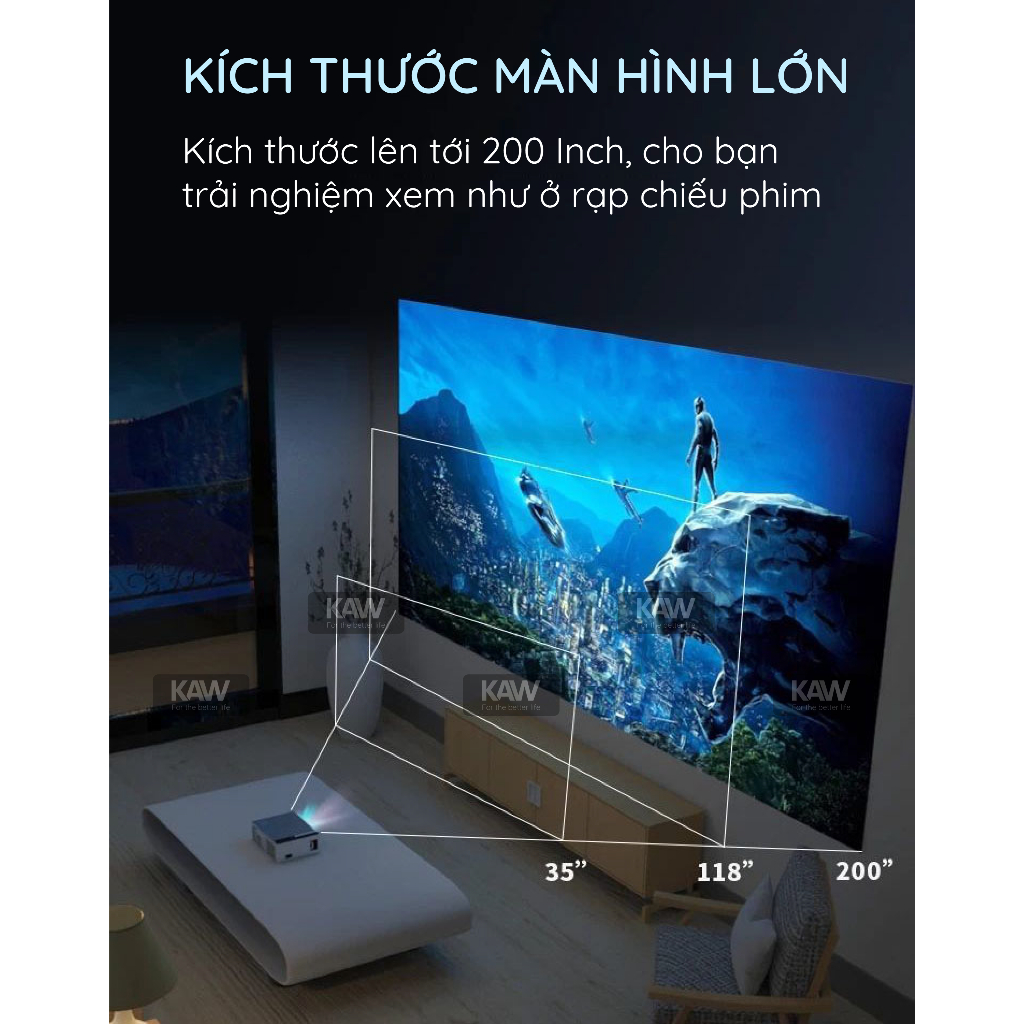Máy Chiếu KAW K850 - Chiếu Gia Đình, Độ Sáng Cao, Hỗ Trợ Video 4K, Full HD, Bảo Hành Chính Hãng | BigBuy360 - bigbuy360.vn