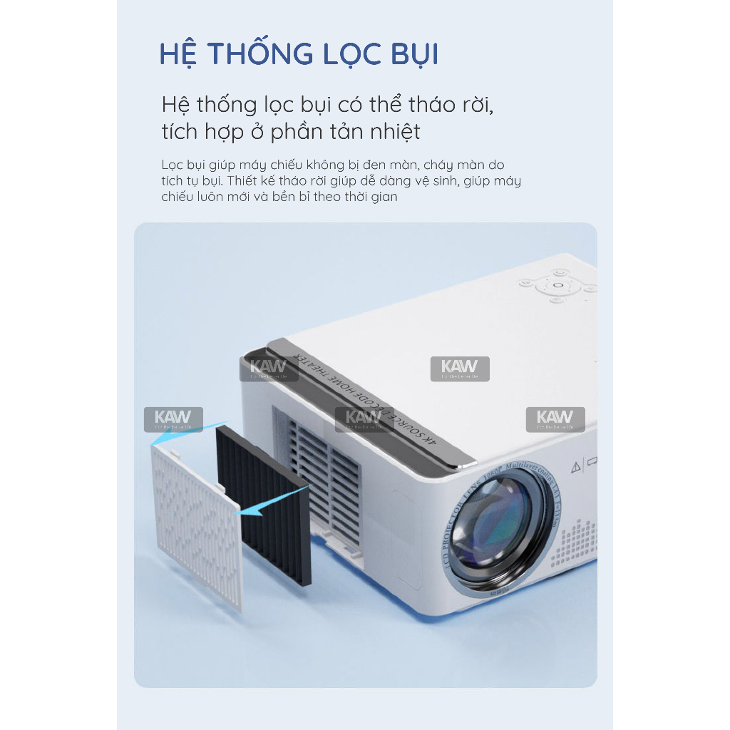 Máy Chiếu KAW K850 - Chiếu Gia Đình, Độ Sáng Cao, Hỗ Trợ Video 4K, Full HD, Bảo Hành Chính Hãng | BigBuy360 - bigbuy360.vn