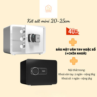 Két Sắt Mini Cao Cấp Khoá Vân Tay - Số An Toàn Két Chống Cháy Nổ Dễ Sử Dụng 20 - 25cm Tại Nhà Văn Phòng (Đen - Trắng)