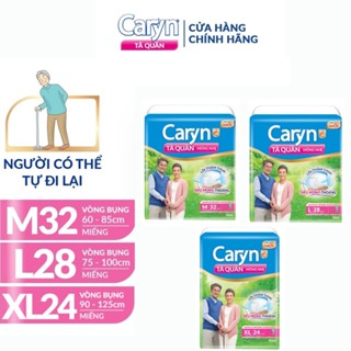 Bỉm người lớn CARYN siêu mỏng nhẹ dạng quần size M32/L28/XL24 miếng, bỉm người già chống tràn mềm mại di chuyển tiện lợi