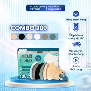 Thùng 200 chiếc khẩu trang 5d unicare kháng khuẩn 3 lớp đủ 6 màu - khẩu trang 5d giá rẻ