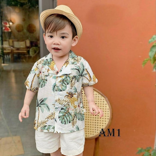 (10-30kg) Áo đi biển TB275 TN277 TB435 TN436 và Đồ bộ quần áo cộc tay cho bé họa lá cành đi biển TB50 TN51