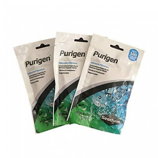 Vật liệu lọc Purigen Seachem túi 100ml, hấp thụ màu rất tốt, loại bỏ màu vàng của nước do lũa, cám cá gây ra