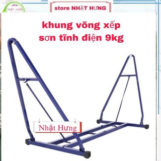 Khung võng xếp vuông lớn sắt sơn tĩnh điện nặng 9kg cao cấp, võng xếp loại tốt