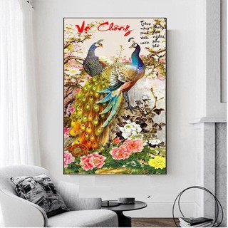 Tranh đính đá vợ chồng KT:50x90cm,tranh gắn đá chưa gắn.