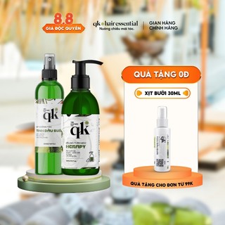 [COMBO GIẢM RỤNG KÍCH MỌC TÓC ] TINH DẦU BƯỞI HANDMADE QK & DẦU GỘI THẢO MỘC HERAPY