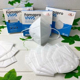 Khẩu trang Nam Anh VN95 kháng khuẩn 10 cái/ hộp - Khẩu trang y tế VN95 Famapro màu trắng 4 lớp