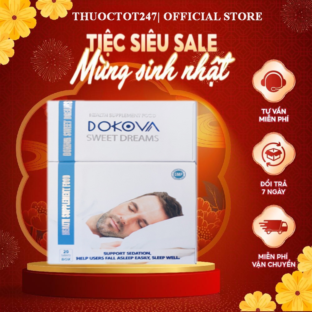Viên Uống Ngủ Ngon DOKOVA SWEET DREAMS Hỗ Trợ Ngủ Đủ Giấc Sâu Giấc Dưỡng Tâm An Thần Hộp 20 Viên - Hàng Chính Hãng