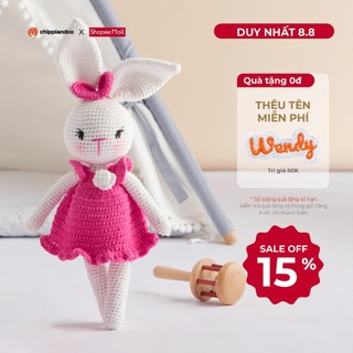 Thú nhồi bông Thú len móc Gấu bông thêu tên cao cấp CHIPPIANDCO Thỏ Rosie 30 cm