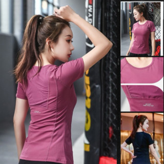 Áo tập thể thao nữ cộc tay bigsize, Áo tập gym, yoga plus size co dãn Ms8575