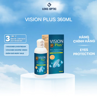 Dung Dịch Ngâm Kính Áp Tròng Vision Plus 360ml, Nước ngâm lens rửa kính áp tròng Hàn Quốc.