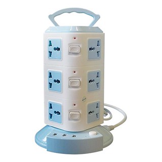 [HÀNG CAO CẤP] Ổ Cắm Điện Đa Năng Nhiều Tầng Hình Trụ (2500W), 3 cổng sạc USB,  chống quá tải