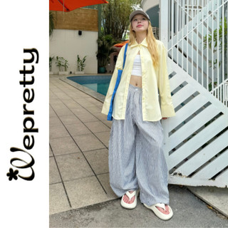  WAVE PANTS -Q12 Quần dài kẻ sọc form harem chất liệu kate mềm mịn phối lưng chun Wepretty Clothes đi biển