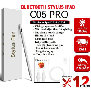 Bút cảm ứng C5PRO cho iPad gen11 10 9 8 7 6th Pro 11 12.9 2018 2024 2018 9.7 Mini 6 Chống Vân Tay Hiển thị phần trăm pin