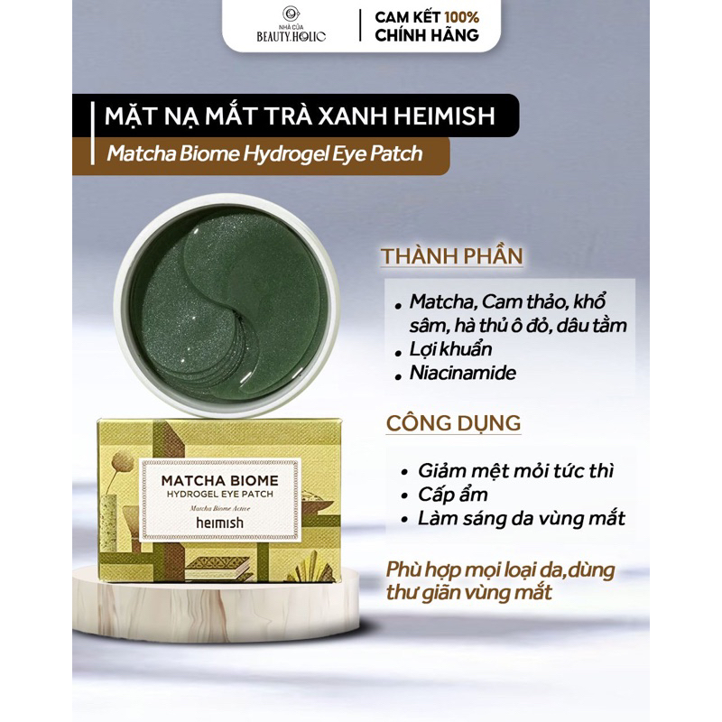 Mặt nạ mắt HEIMISH MATCHA BIOME HYDROGEL EYE PATCH