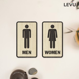  Bộ bảng gỗ Toilet Nam Nữ - Bảng toilet gỗ decor vintage dán cửa phòng nhà vệ sinh Men Women LEVU-TL15 