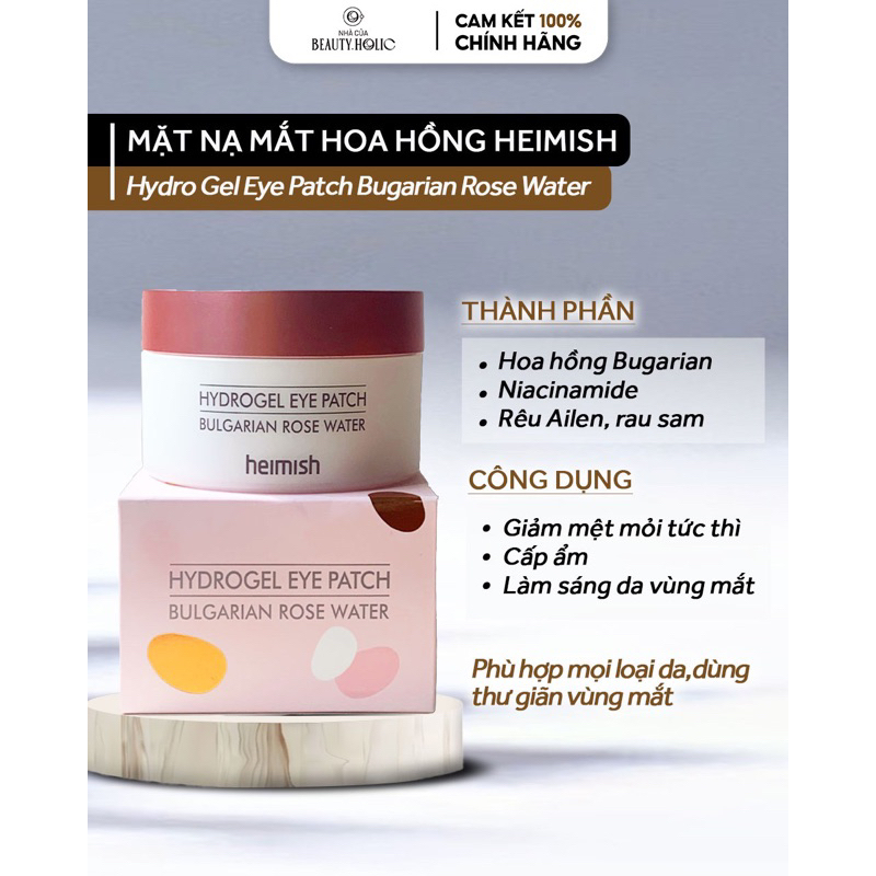 Mặt nạ mắt HEIMISH BULGARIAN ROSE WATER HYDROGEL EYE PATCH